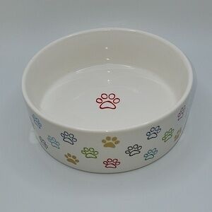Fringe STUDIO dog or cat food bowl.  5" in Dia. 2" high.  Paw prints.